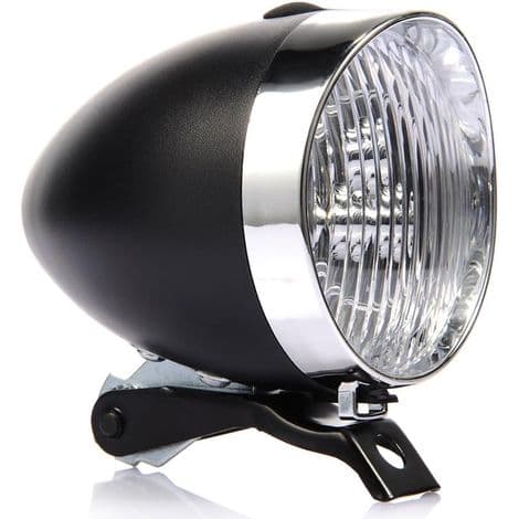 Sykkel frontlys - Retro stil - 3 LED - Batteridrevet - 2 lysmoduser - Monteringsbrakett inkludert