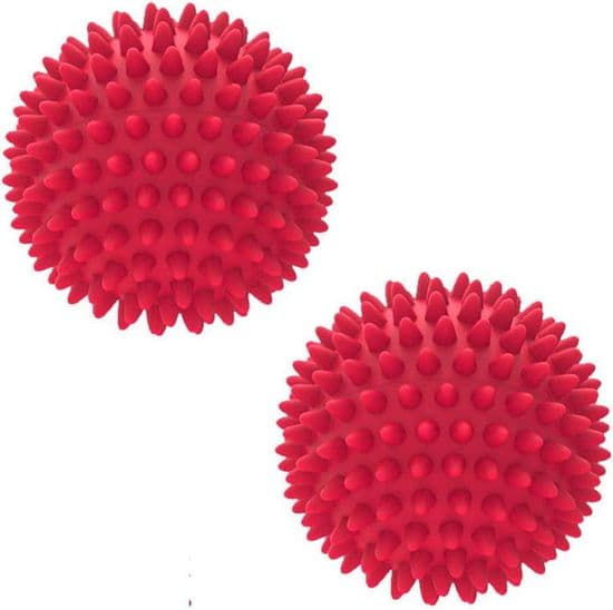 Sett med 2 piggete fotmassasjeballer, harde baller for triggerpunktterapi, refleksologi,