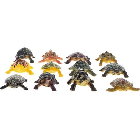 Sæt med 12 skildpaddefigurer, udviklingslegetøj til småbørn