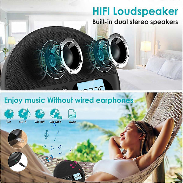 CD-spelare, Bluetooth CD-spelare med högtalare Uppladdningsbar CD-spelare