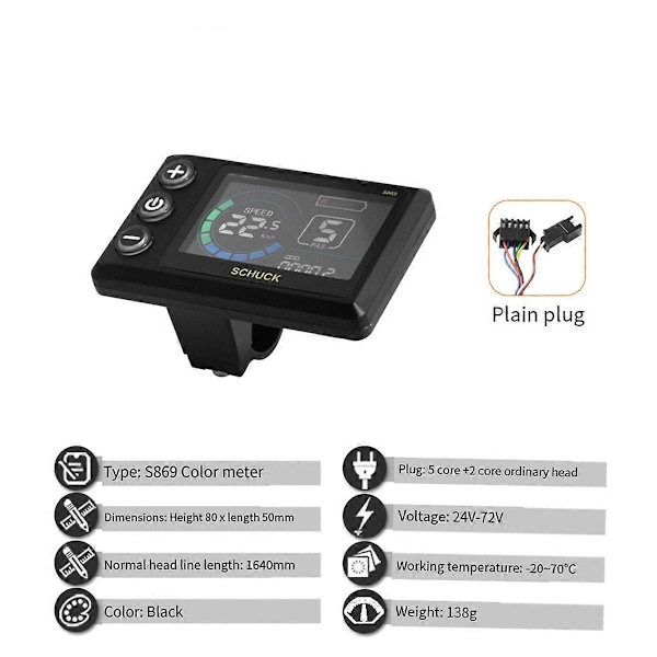 Elcykelkit med 36V 48V 15A 3 Läges Sinusvåg Kontroller med S869 LCD-Display och Tumgas