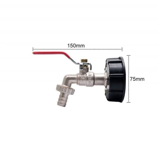 IBC-adapter S60X6 Tanklåg med messinghane og 1/2\" lynkobling