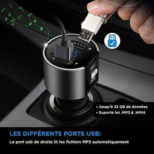 Bluetooth FM-lähetin - Langaton autosoitinsovitin - Tukee MP3-soitinta ja handsfree-toimintoja