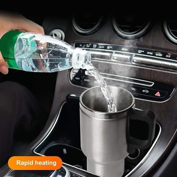 TRAHOO Elkedel - 12V - Rustfrit Stål - 450ml - Hold Varm