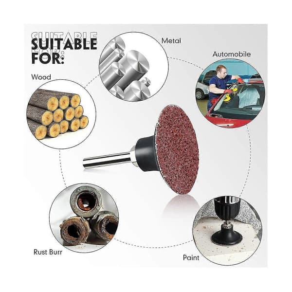 150-delars Roll Lock Disc 2 Tum Slippapper Set 36 Grit Rund Slipskiva för Ytförberedelse S