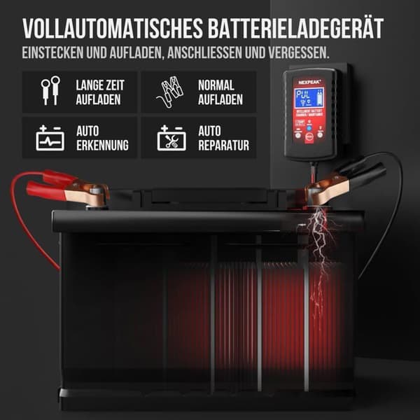 Batterioplader - NETBOAT - 6/12 V - 2 A - Batterivedligeholder - Universal