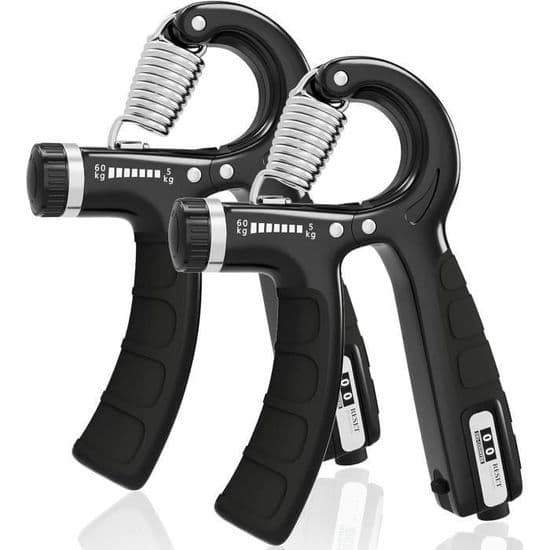 Underarmsstyrker - AUDBURN - Håndgrebsstyrker - Justerbar modstand 5-60 kg - Sort