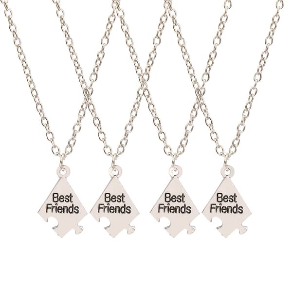 Pusselhalsband för bästa vänner \"Best Friends\" 4-pack Silver