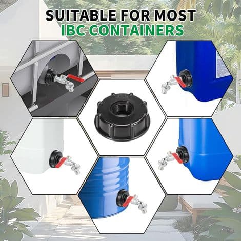2-delt IBC-adapterhætte S60x6 - 3/4 tommer IBC-tankforbindelse - IBC-adapterhætte S60x6 til 1000 liter 3/4 tommer tanke