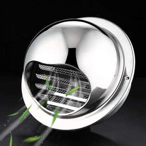 Rund 120 mm ventilationsrist i rustfrit stål, vejrbestandig, til emhætte, vægdæksel, luftudsugning
