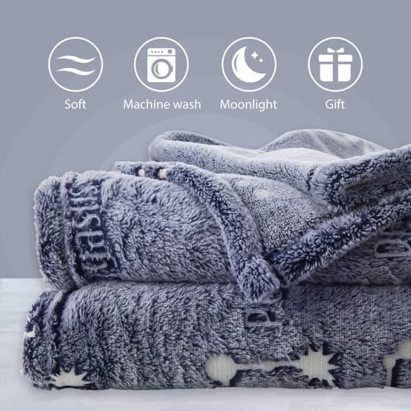 Filt - ZGEER - Stjärnmönster - Grå - 150 x 120 cm - Självlysande Polyester