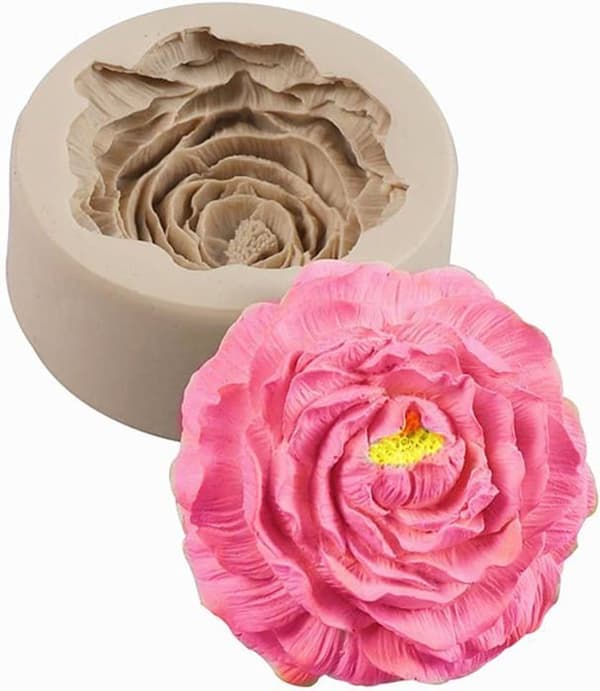 Pæonblomstformet lysform, pæon-bikagelysforme, pæonblomstformet silikoneform
