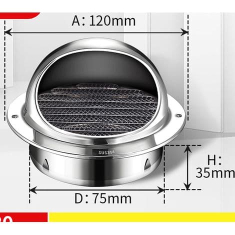 80 mm finmasket ventilationsrist, rund regntæt ventilationsristdæksel med tykt ristudløb til system
