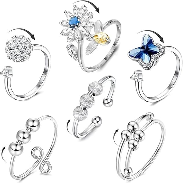 Justerbart Fidget Ringsett – Ringer i 6-pakning