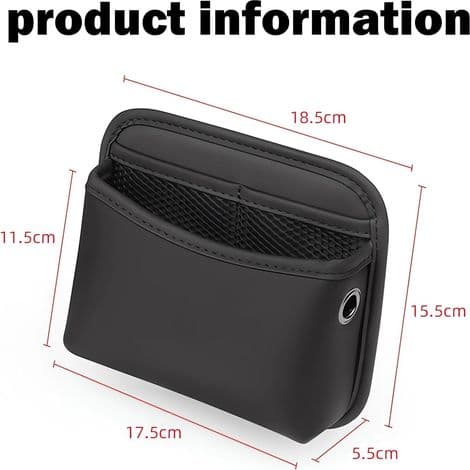 Bilopbevaringsorganizer 18,5x15,5 cm, sort, ideel til nøgler og telefon.