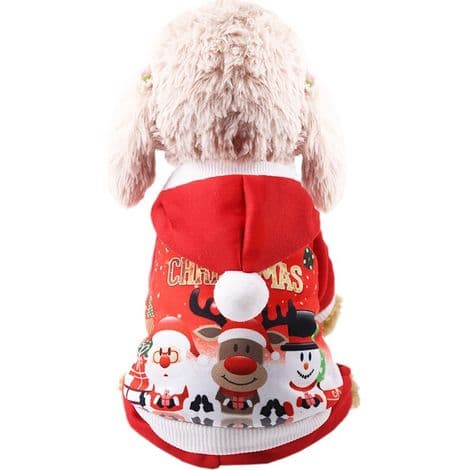 Hettegenser til hund til jul, hettejakke til hund til jul, julehøst- og vinterfrakk til kjæledyr