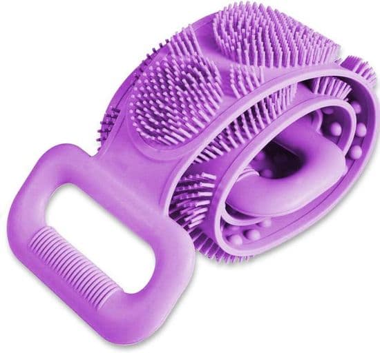 Silikone badebørste til krop og ryg, 61 cm, til kvinder og mænd, blødt eksfolierende silikone badehåndklæde