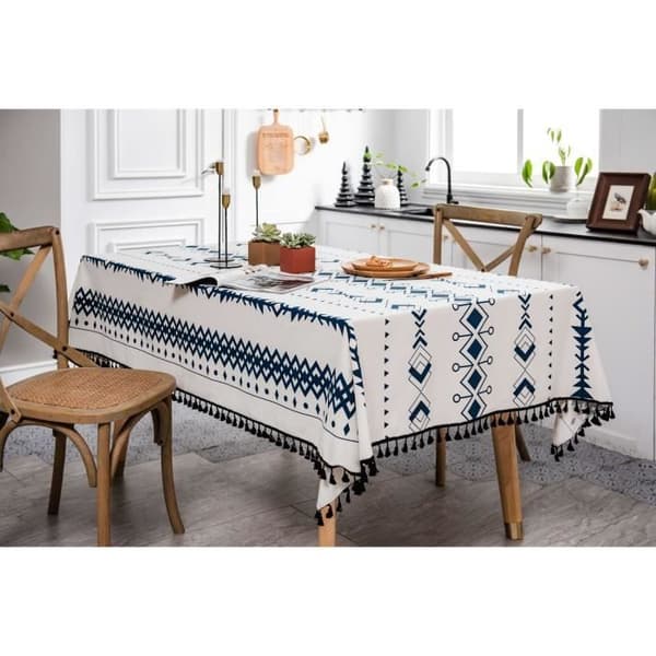 Rektangulær duk - NAYOROOM - 140x200cm - Vanntett - Flekkbestandig - Bomull og lin