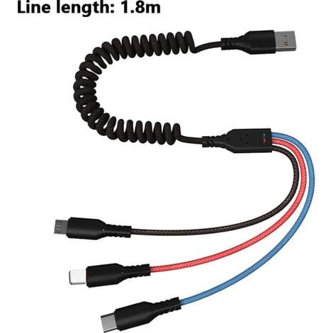 3-in-1 pikalatauskaapeli USB-C Micro-USB punottu nailon Optimaalinen kestävyys - ULISEM