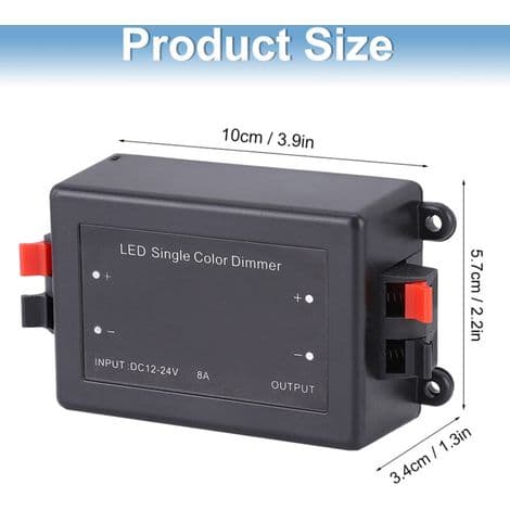 12-24V Trådløs RF Fjernkontroll - 3-knapps Dimmer for Monokrom LED-stripe, Mini Ergonomisk Design - ULISEM