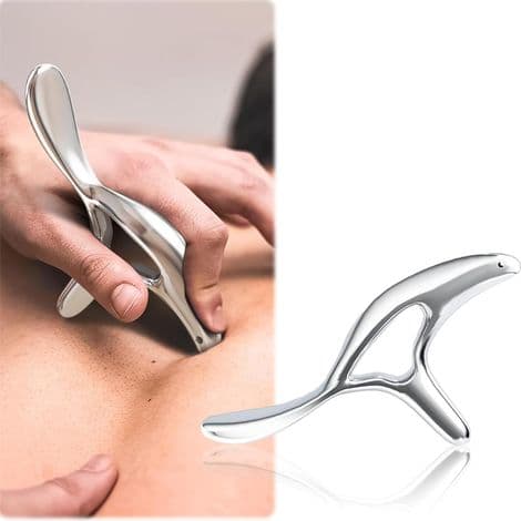 Massasjeverktøy i rustfritt stål - Ergonomisk Gua Sha-stein - For dyp muskelavlastning - 1 stk