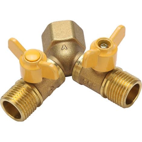 Messing dobbelt haneadapter G1/2 til havevanding, dobbelt slangetilslutning