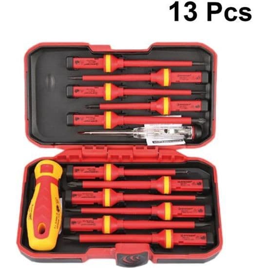 Isolerad skruvmejselsats för elektriker - MINGMEI - 13 delar - 1000V isolering - Plug-pull bits - Multi-bit set