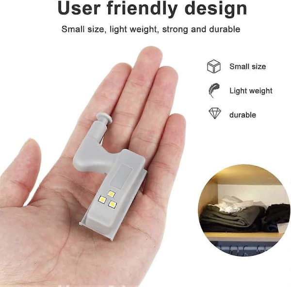 10 stk. Universal Hængsel LED Sensor Lys Kabinet Skab Garderobe Natlys