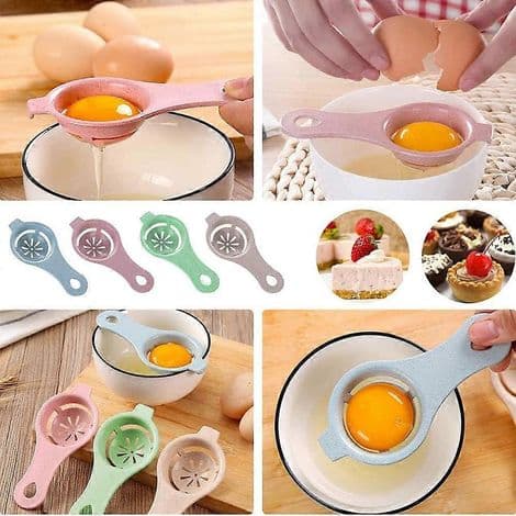 Eggeplommeutskillere, eggseparatorer (beige, rosa, blå, grønn)