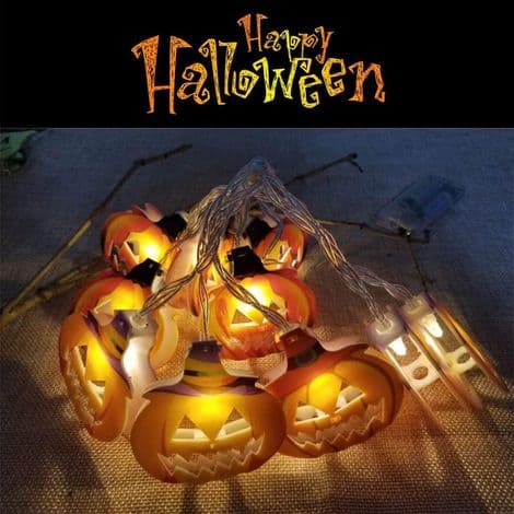 Halloween udendørs lyskæde, 3m, 20 LED'er, Halloween græskar lyskæde