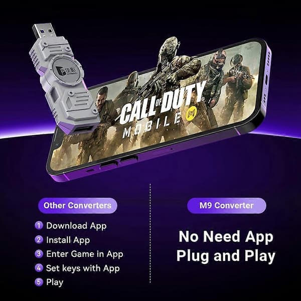 GAMWING M9 Langallinen+Bluetooth Dual Mode Mobiilipeliadapteri iOS Android Harmonyos -käyttöjärjestelmille