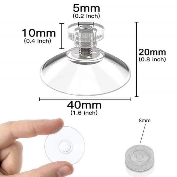 Sugkoppar med skruv - DLZAOAO - 40mm - 20 stycken - Transparent - M5-skaft