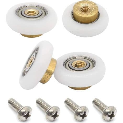 Sett med 4 erstatningshjul til dusjdør, 20 mm diameter (20 mm - 4 stk)