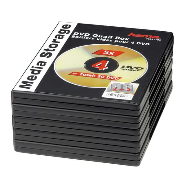 HAMA DVD-boks for 4 plater 5-pakning