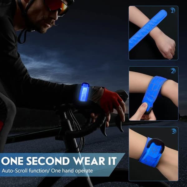LED Lysende Armbånd - KCVV - 2-pak - USB Genopladeligt - Blå - Nattesikkerhed