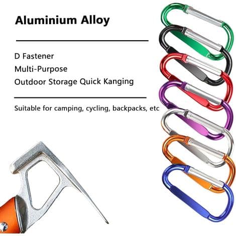 10 D-formede aluminium skrue-låse karabinhager, 23x46 mm, til robust fastgørelse