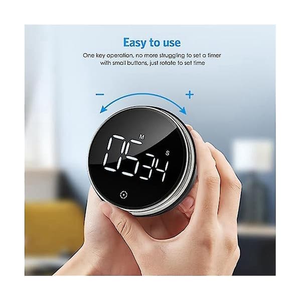 Digital Timer, Magnetisk Timer Til Madlavning, Visuel Timer Med LED-Display, Justerbar Lydstyrke (Batteri Ikke Inkluderet)