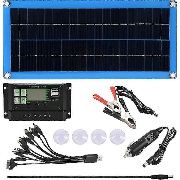 300W Solpanel 12V 5V Dubbel USB-kontroller Vattentät Monokristallin Solcellsbatteriladdare -100A bs