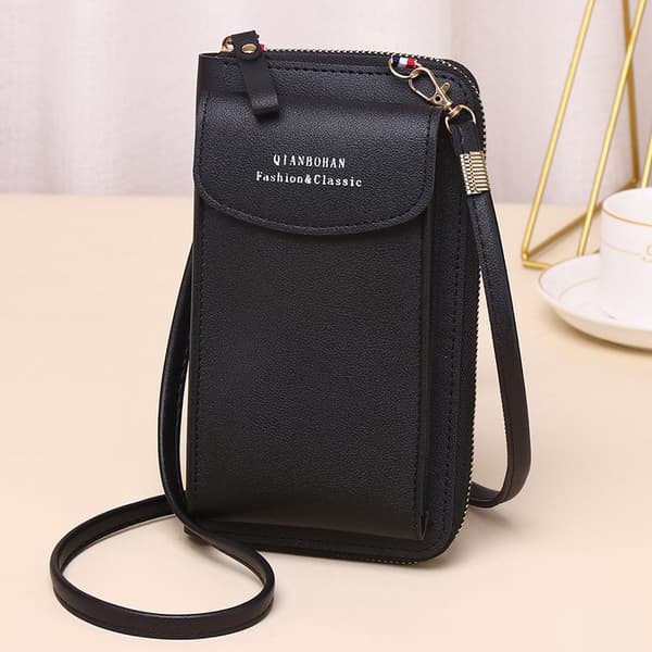 Crossbody mobiltelefon taske i PU læder sort