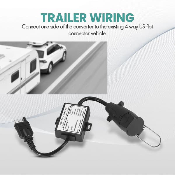 Us To Europe Trailer Light Converter 4 Way Flat Socket (amerikansk køretøj) Til 7 Way Round Socket (eu