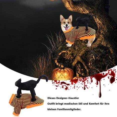 Halloween-kostume til hunde - Åndbart fleecemateriale - Justerbar velcrolukning - Velegnet til hunde og katte - Efter størrelse