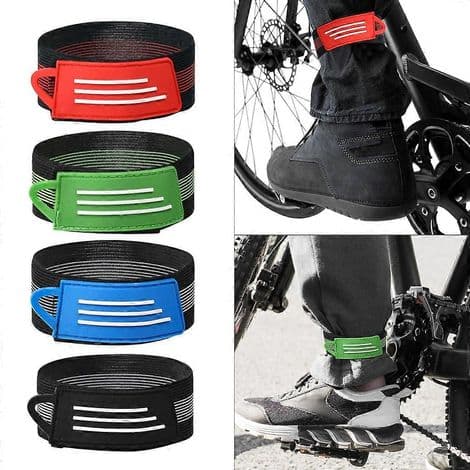 Sæt med 4 ankelstropper til cykelbukser, med fastgørelsesclips.