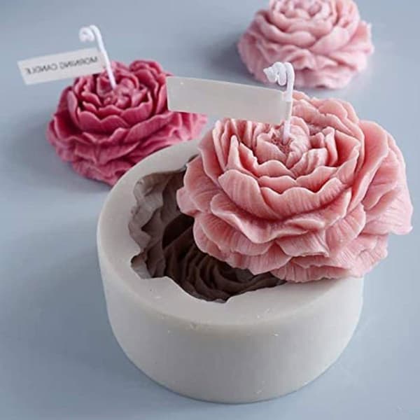 Pæonblomstformet lysform, pæon-bikagelysforme, pæonblomstformet silikoneform