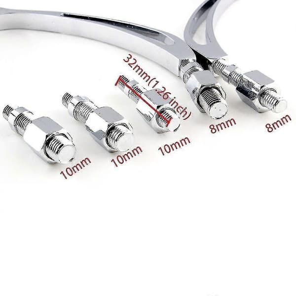 Qx Universal Krom Blade Motorcykel Cruiser Anpassade Backspeglar Mini 8mm 10mm