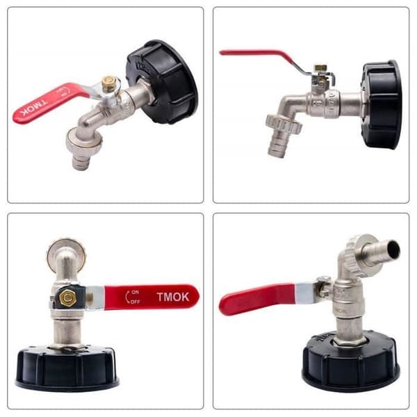 IBC-adapter S60X6 Tanklåg med messinghane og 1/2\" lynkobling