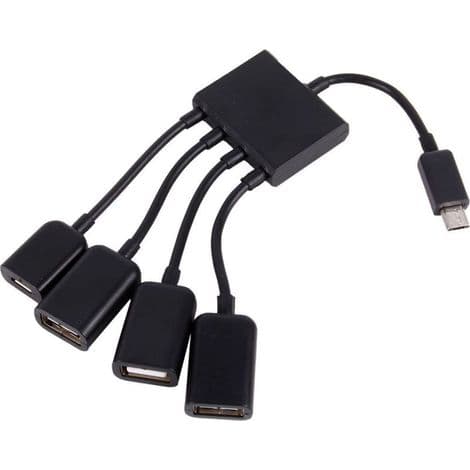 4-ports Micro USB OTG Hub Adapter til Android Tablets og Smartphones – Kompakt Kabel med Forstærket Stik
