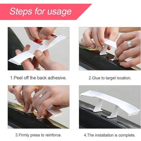 3 stk. Mini Bilspoiler, Multifunktionel Bilhalevinge, Universal Mini Spoiler Vinge, Ingen Boring Kulfibertekstur til Dekoration (Blå)
