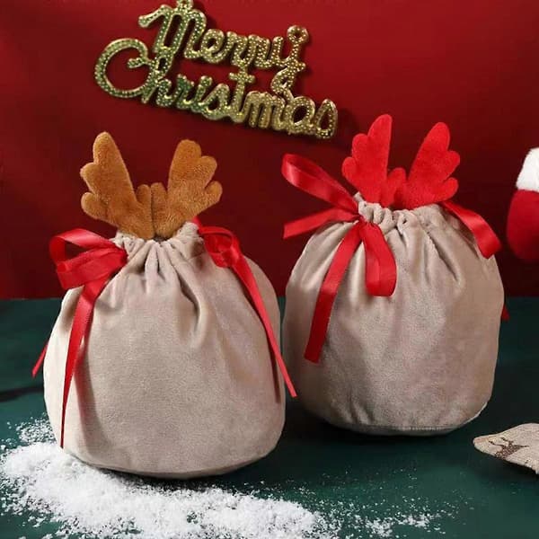 20 st Julpåsar Sammet Dragsko Kanin Presentförpackningspåsar Partydekoration Navidad Present