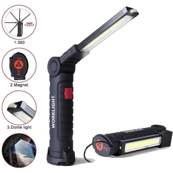 Arbejdslampe - Genopladelig LED - 800LM - 5 Tilstande - Vandtæt og 360° Roterende