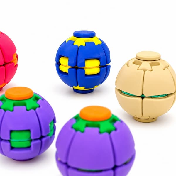Push-and-Spin Fidget Ball Legetøj / Kontor Stress-Aflastende Spinner – Lilla & Grøn (Sæt med 2)